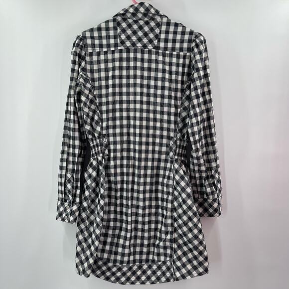 COOGI Shirt Dress Size Large Buffalo Check Plaid W&B Silver Logo Zippers Checked - Picture 2 of 16
